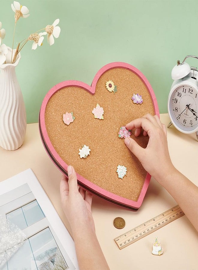 BENECREAT Pearl Pink Heart Pin Cork Board, 11.8x10.7inch Bulletin Display Board Wall Mounted Cork Board with Pink Frame for Brooch Pin Storage Display, Office Home and School Decor - Image 3