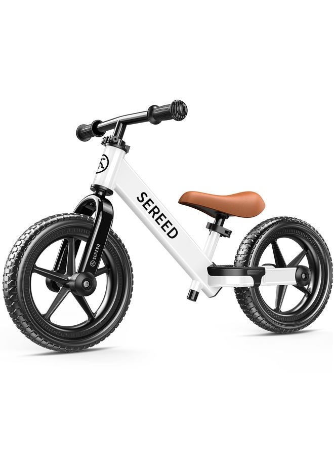 SEREED Toddler Balance Bike 2 Year Old, No Pedal Kids Bicycle Toys for 2-5 Years Old, Tool-Free Adjustment, Customize Plate with Stickers, Gift for 2-3 Boys Girls (White) - Image 1