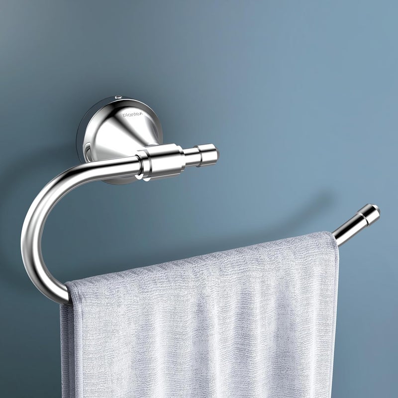 plantex Plantex 304 Grade Stainless Steel Washbasin Towel Holder/Hand Towel Hanger/Napkin Ring for Kitchen/Bathroom Accessories (Chrome) Niko  - Image 1