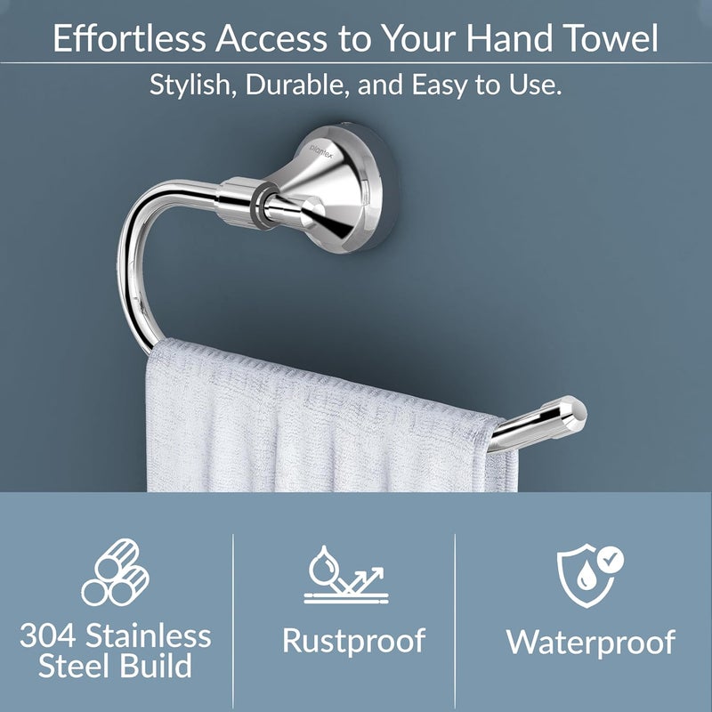 plantex Plantex 304 Grade Stainless Steel Washbasin Towel Holder/Hand Towel Hanger/Napkin Ring for Kitchen/Bathroom Accessories (Chrome) Niko  - Image 4