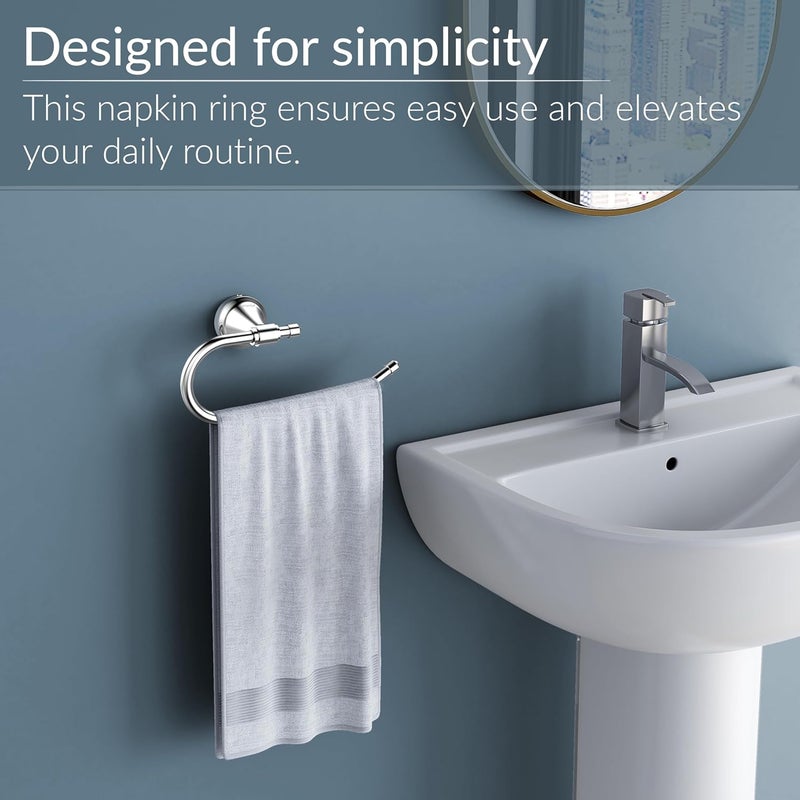 plantex Plantex 304 Grade Stainless Steel Washbasin Towel Holder/Hand Towel Hanger/Napkin Ring for Kitchen/Bathroom Accessories (Chrome) Niko  - Image 3