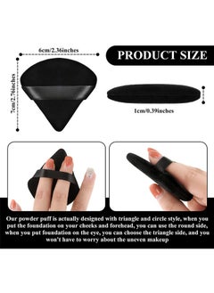 KASTWAVE Pure Powder Puff Face Triangle Soft Makeup Powder Puff for Loose Powder Mineral Powder Body Powder Makeup Tool with Strap(Black and Pink - 10 Pcs)  - Image 2