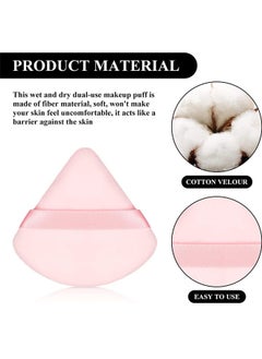 KASTWAVE Pure Powder Puff Face Triangle Soft Makeup Powder Puff for Loose Powder Mineral Powder Body Powder Makeup Tool with Strap(Black and Pink - 10 Pcs)  - Image 3
