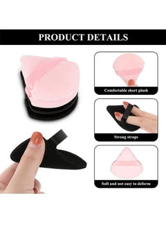 KASTWAVE Pure Powder Puff Face Triangle Soft Makeup Powder Puff for Loose Powder Mineral Powder Body Powder Makeup Tool with Strap(Black and Pink - 10 Pcs)  - Image 4