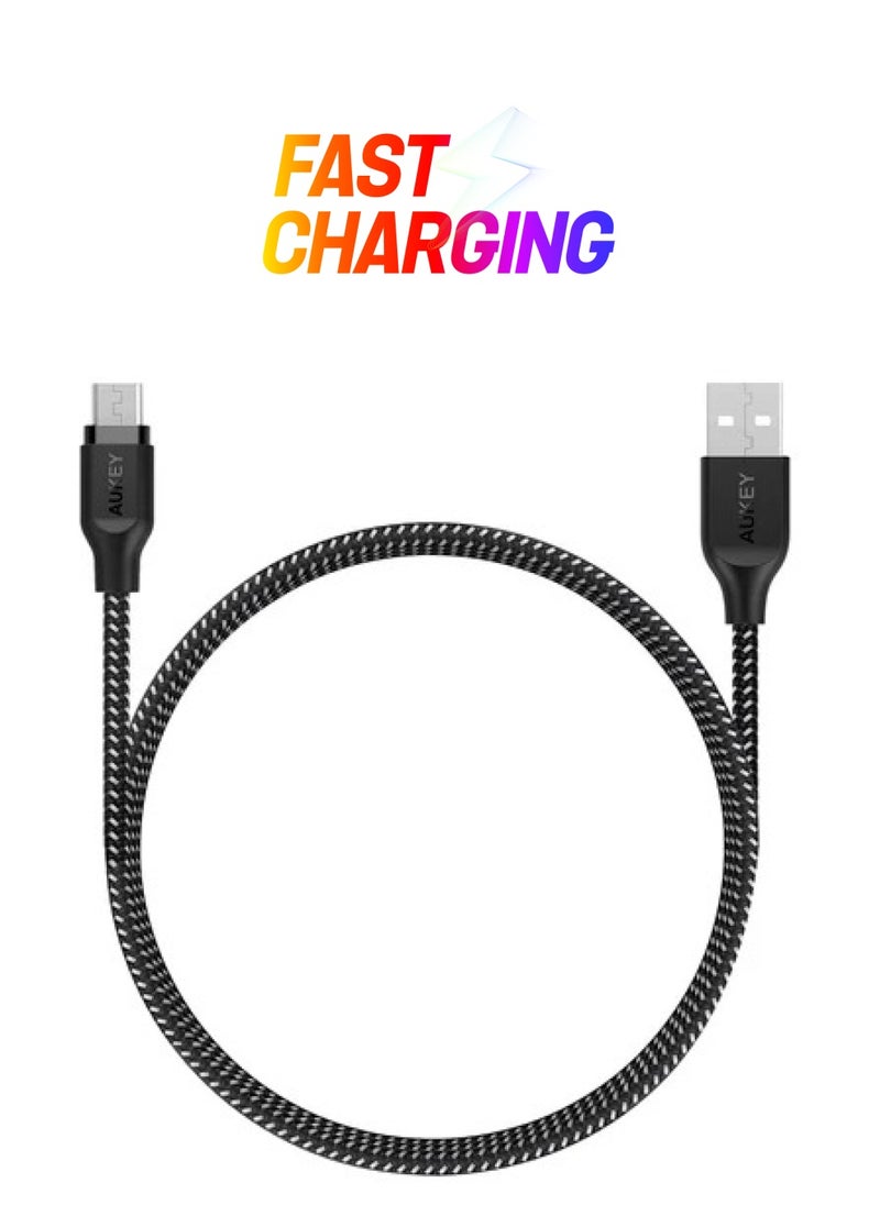 Gizmo Braided USB-A to Micro USB Cable 1.2M 2.4A - Black 