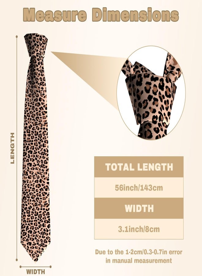 VentuCoven Funny Men’s Necktie Fashion Ties Polyester Soft Business Party Wedding Neckties for Men Teen Boy, Brown Leopard, 57in*3.1in*1.4in - Image 5