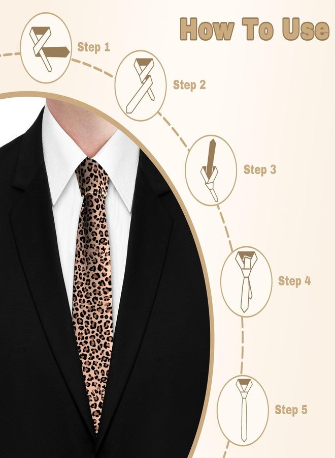 VentuCoven Funny Men’s Necktie Fashion Ties Polyester Soft Business Party Wedding Neckties for Men Teen Boy, Brown Leopard, 57in*3.1in*1.4in - Image 2