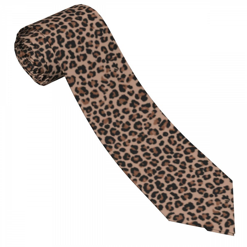 VentuCoven Funny Men’s Necktie Fashion Ties Polyester Soft Business Party Wedding Neckties for Men Teen Boy, Brown Leopard, 57in*3.1in*1.4in - Image 1