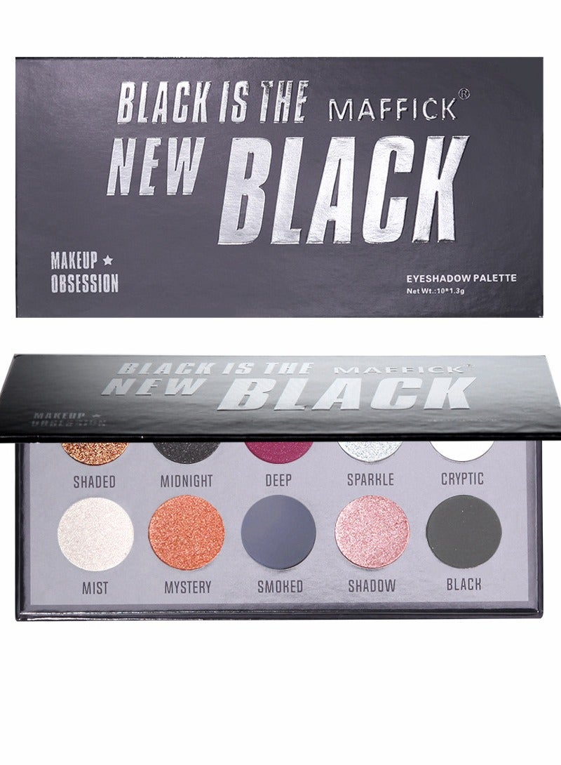 مافيك MAFFICK 10 لون الظل اللوحة - مكياج أسود دخاني مع ظلال اللؤلؤ البراقة لمظهر مشرق ودرامي - Image 3