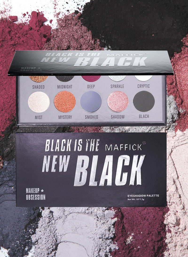 مافيك MAFFICK 10 لون الظل اللوحة - مكياج أسود دخاني مع ظلال اللؤلؤ البراقة لمظهر مشرق ودرامي - Image 2
