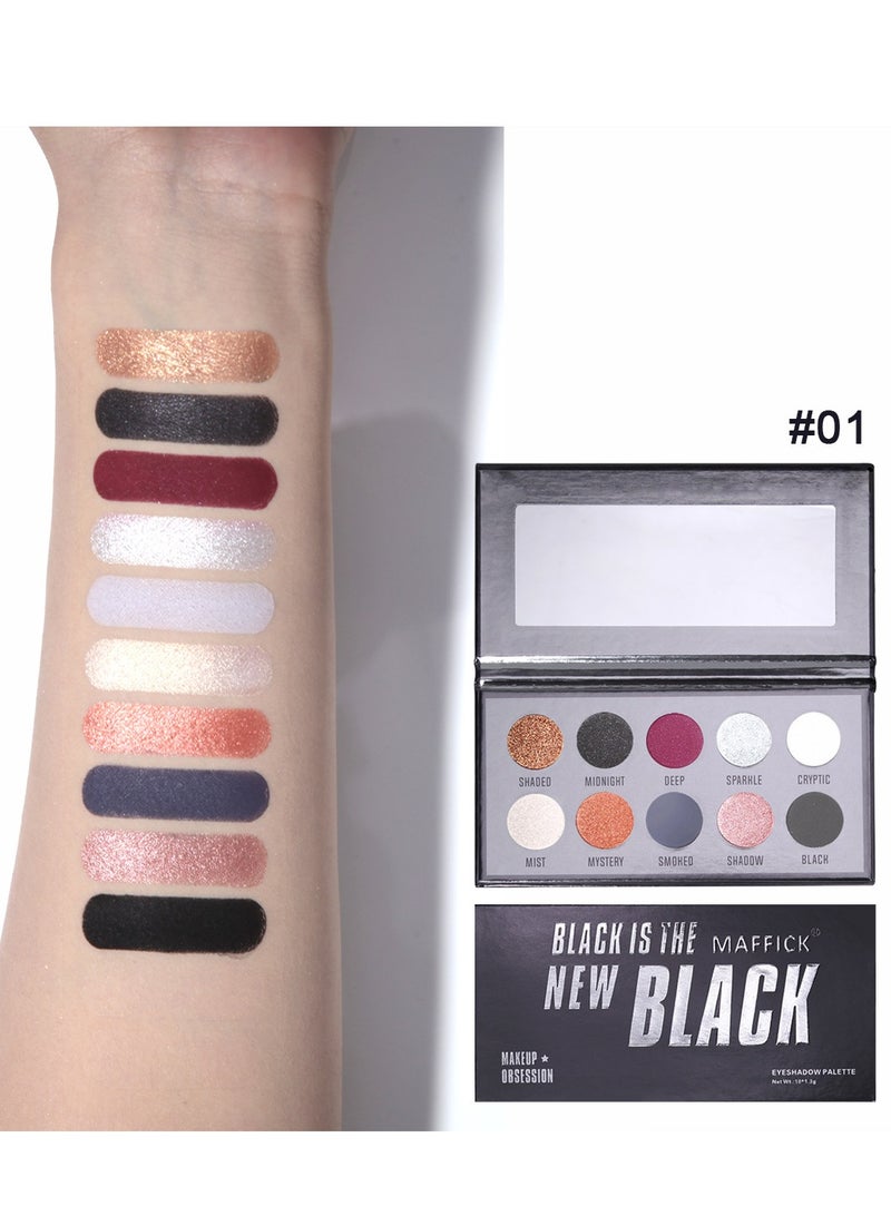 مافيك MAFFICK 10 لون الظل اللوحة - مكياج أسود دخاني مع ظلال اللؤلؤ البراقة لمظهر مشرق ودرامي - Image 5