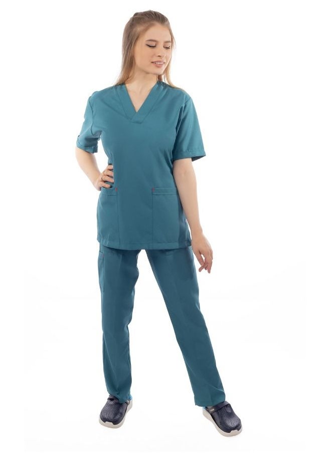 APEX Dark Teal Female Classic Scrub  - Image 3