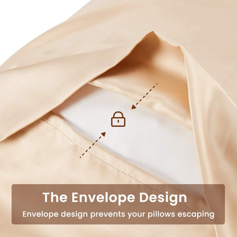 SLEEP ZONE Satin Pillowcase for Hair and Skin (Almond Buff, 20x40 Inches) - NanotexÂ® Ultra Soft Silky Pillowcase Set of 2 - Satin Pillow Covers with Envelope Closure - Gift Choice for Girls and Women - Image 5