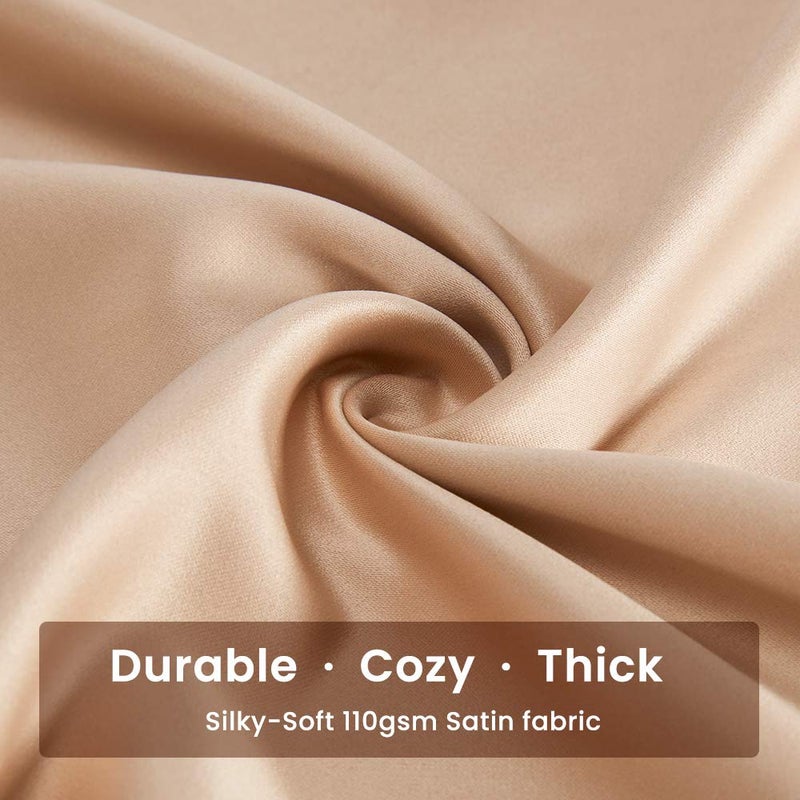 SLEEP ZONE Satin Pillowcase for Hair and Skin (Almond Buff, 20x40 Inches) - NanotexÂ® Ultra Soft Silky Pillowcase Set of 2 - Satin Pillow Covers with Envelope Closure - Gift Choice for Girls and Women - Image 4