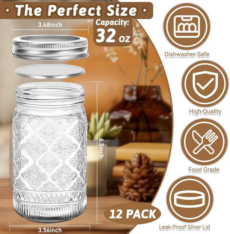 StarSide 32oz mason jars 12pcs with lids - Image 3