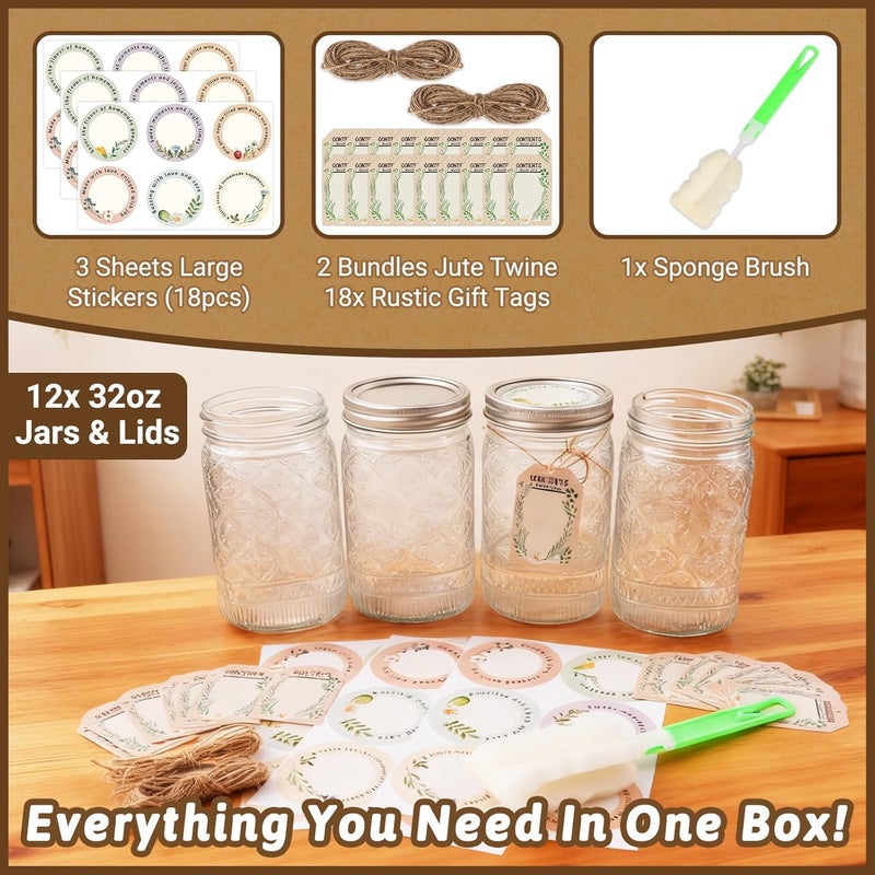 StarSide 32oz mason jars 12pcs with lids - Image 4