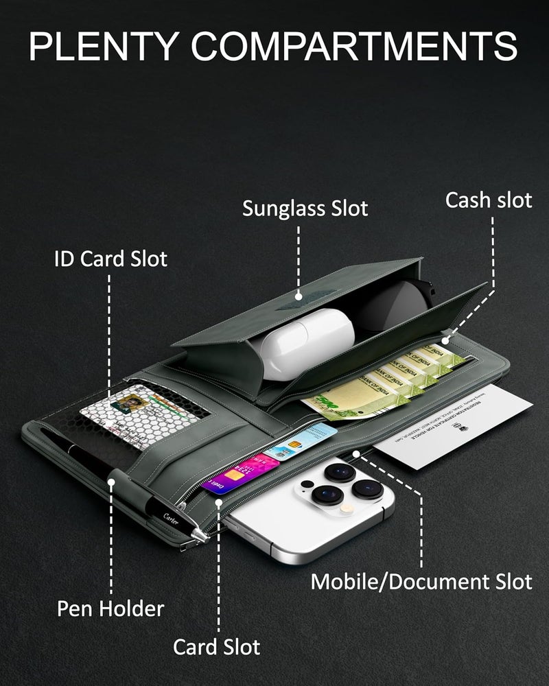 FEDUS Pack of 2 Premium Car Sun Visor Organizer and Storage Car Document Holder, Sunglasses Holder for Car, Car All New Accessories Multipocket Pouch Auto Interior Accessories for Truck, SUV,Van - Image 4