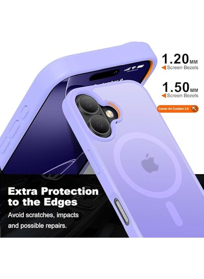 Magnetic for iPhone 16 Plus Case, [Compatible with Magsafe] [Translucent Matte] Slim Shockproof Women Men Girls Protective Phone Case for iPhone 16 Plus 6.7 inch (Light Purple) - Image 4