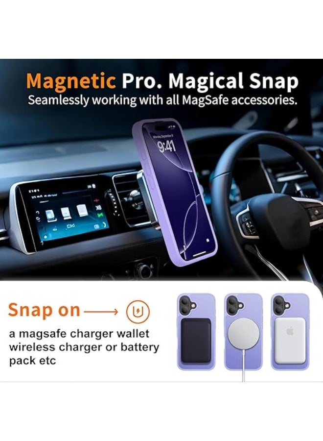 Magnetic for iPhone 16 Plus Case, [Compatible with Magsafe] [Translucent Matte] Slim Shockproof Women Men Girls Protective Phone Case for iPhone 16 Plus 6.7 inch (Light Purple) - Image 3