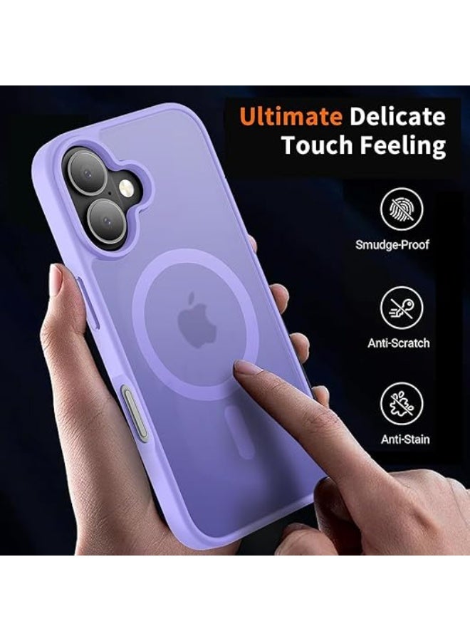 Magnetic for iPhone 16 Plus Case, [Compatible with Magsafe] [Translucent Matte] Slim Shockproof Women Men Girls Protective Phone Case for iPhone 16 Plus 6.7 inch (Light Purple) - Image 2