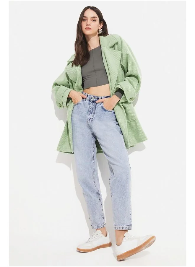 جون June Low Sleeve Oversize Coat Light Green