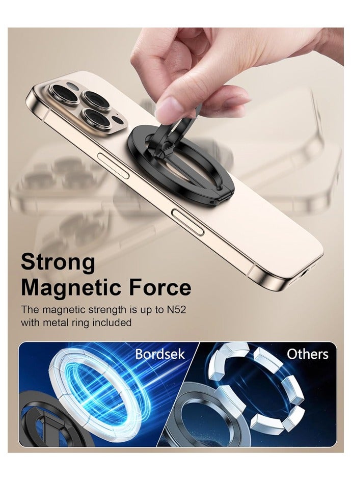 حامل الهاتف MagSafe مع حلقة إصبع مغناطيسية مزدوجة الجوانب وحلقة مسند قابلة للتعديل لهاتف iPhone 16 Pro Max/15 Plus/14 Pro/13 Mini/12، Samsung. - Image 4