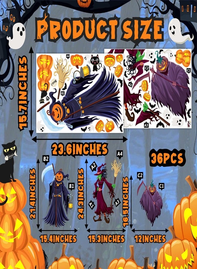 HATARU Halloween Wall Decals Halloween Decoration Sticker for Walls Peel and Stick Spooky Monster Ghost Wall Decal Scary Cat Pumpkin Art Murals Vinyl Stickers for Bedroom Indoor Kids Holiday Party Supplies - Image 4