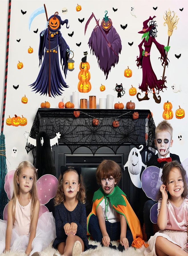 HATARU Halloween Wall Decals Halloween Decoration Sticker for Walls Peel and Stick Spooky Monster Ghost Wall Decal Scary Cat Pumpkin Art Murals Vinyl Stickers for Bedroom Indoor Kids Holiday Party Supplies - Image 5