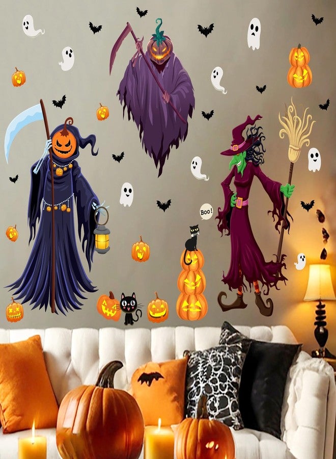 HATARU Halloween Wall Decals Halloween Decoration Sticker for Walls Peel and Stick Spooky Monster Ghost Wall Decal Scary Cat Pumpkin Art Murals Vinyl Stickers for Bedroom Indoor Kids Holiday Party Supplies - Image 2