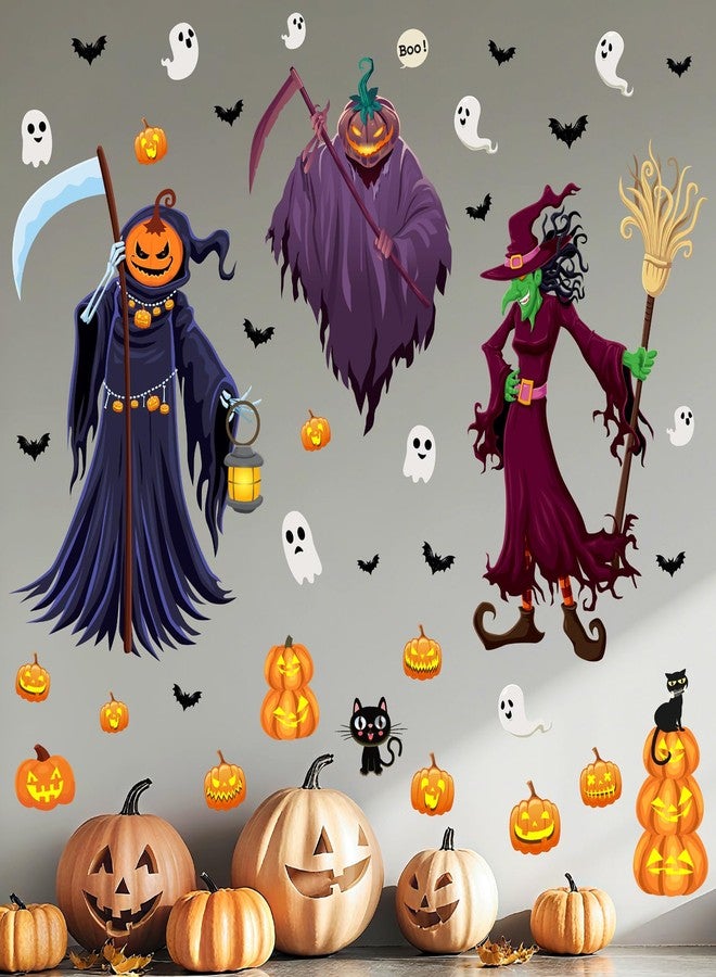 HATARU Halloween Wall Decals Halloween Decoration Sticker for Walls Peel and Stick Spooky Monster Ghost Wall Decal Scary Cat Pumpkin Art Murals Vinyl Stickers for Bedroom Indoor Kids Holiday Party Supplies - Image 3