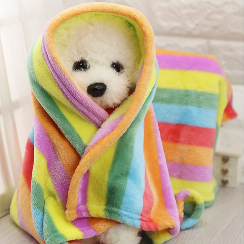Pet Colorful Warm Blanket Flannel Warm Blanket Winter Autumn Blanket Pet Sleep Blanket for Dog Cat Size - Image 5