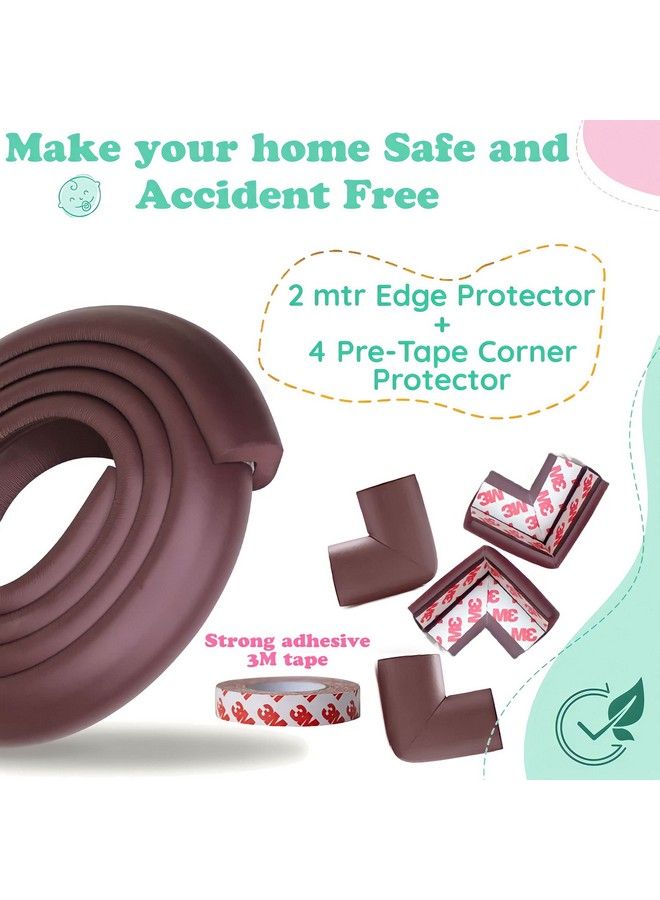 KidDough Baby Proofing Safety Strip And Corner Guard ; Extra Thick Safety Soft Cushion Edge Corner Protector Guard ; Table Corner Guard ; Corner Protector (2 Mtrs Roll + 4 Guards) - Image 4