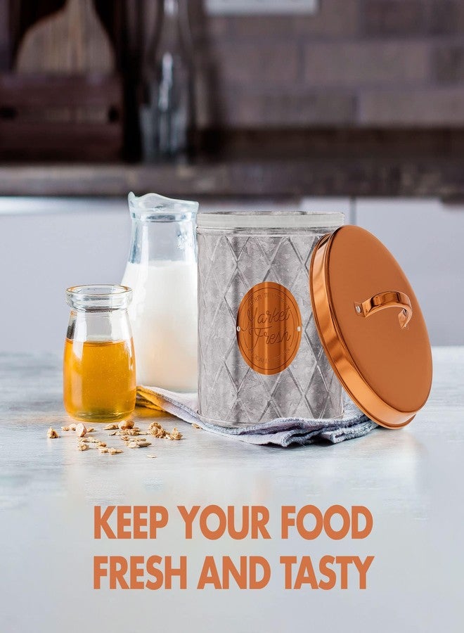 Amici Home Bristol Galvanized Metal Canister | Dry Food Storage Container | Airtight Lid | 84 Ounce Capacity | Farmhouse Décor | Rustic Metal Canister for Kitchen Countertop - Image 5