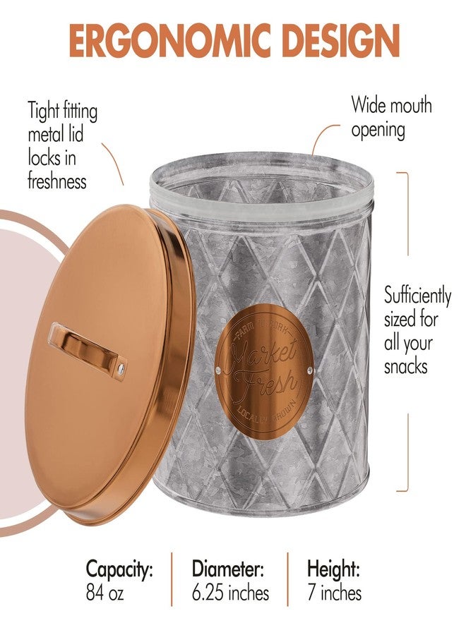 Amici Home Bristol Galvanized Metal Canister | Dry Food Storage Container | Airtight Lid | 84 Ounce Capacity | Farmhouse Décor | Rustic Metal Canister for Kitchen Countertop - Image 4