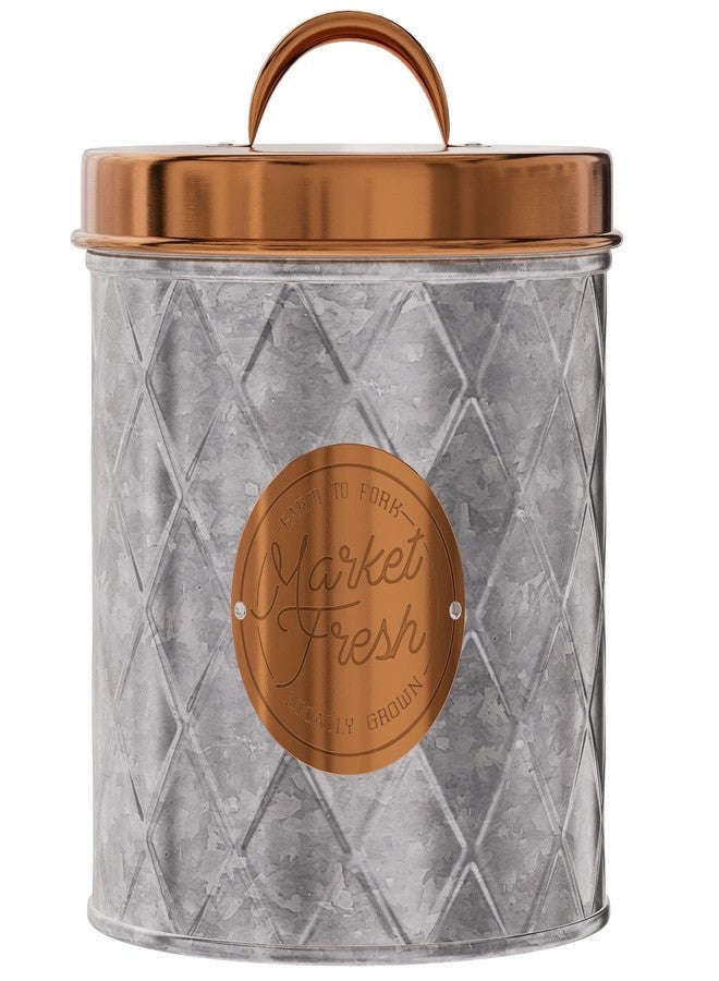 Amici Home Bristol Galvanized Metal Canister | Dry Food Storage Container | Airtight Lid | 84 Ounce Capacity | Farmhouse Décor | Rustic Metal Canister for Kitchen Countertop - Image 1