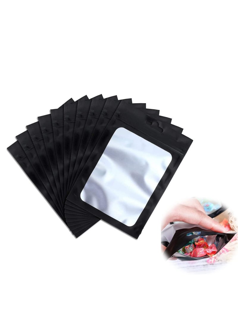 SOLARAE Food Storage Bags, Resealable Mylar Smell Proof with Clear Window Coffee Beans Packaging Pouch for Self Sealing Supplies Black, 2.4 x 4 Inch 100 Pieces - Image 1