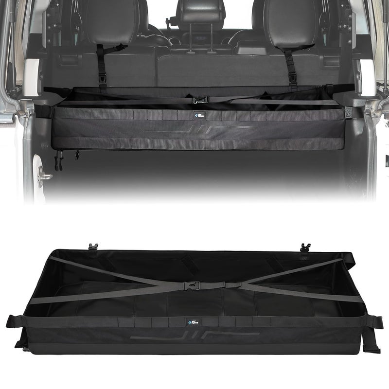 JOYTUTUS PVC Mesh Trunk Organizer Foldable Rear Trunk Cargo Storage for 2007-2026 Wrangler JK JL 4-Door, Interior Luggage Carrier for Camping Trip Gear, Max 22-44 LBS - Image 1