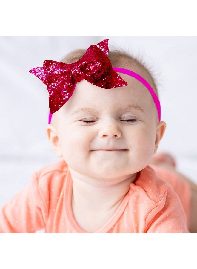 BEMBIKA Bow Headband For Baby Girl Hair Accessories For Girls Baby Girl Headband Glitter Dark Pink - Image 2