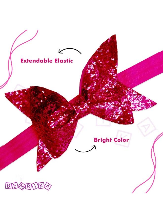 BEMBIKA Bow Headband For Baby Girl Hair Accessories For Girls Baby Girl Headband Glitter Dark Pink - Image 5