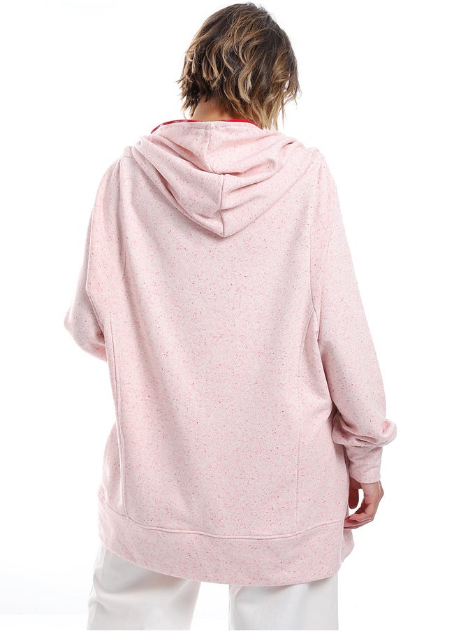 Andora - Zipper Closure Long Sleeves Hoodie_ Shades Of Pink - Image 1
