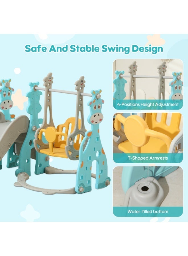 NEWLAN 3-in-1 kids Play Slide Set: Swing, Climbing Ladder & Basketball Hoop - Indoor Outdoor Slide Set for Kids Children Toddler Playground, Boosts Skill Development. Green 180*140*105cm - Image 5