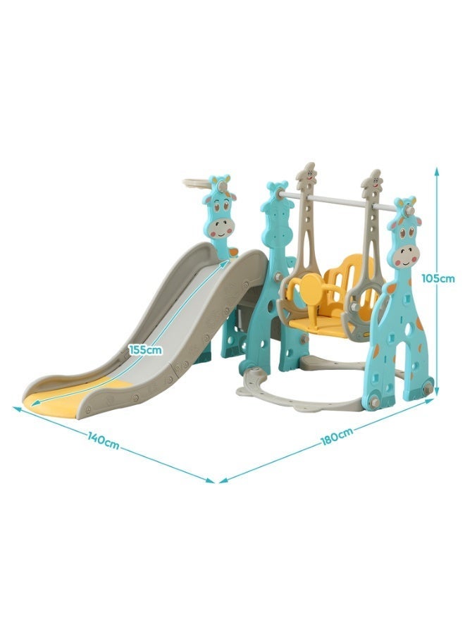 NEWLAN 3-in-1 kids Play Slide Set: Swing, Climbing Ladder & Basketball Hoop - Indoor Outdoor Slide Set for Kids Children Toddler Playground, Boosts Skill Development. Green 180*140*105cm - Image 3