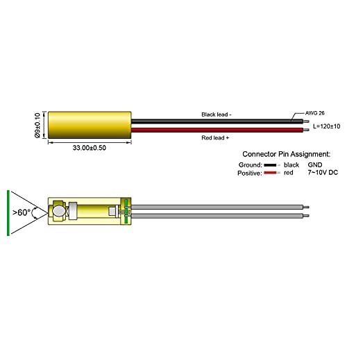 Quarton Green Line Laser Module VLM-520-28 LPT, Class 1, Emitting Angle > 60°, Ultra-Thin 1.2mm laser line at 1 meter, Operation voltage 7-10V DC - Image 3
