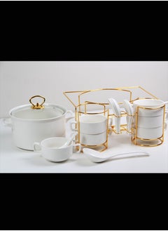 ماركة غير محددة طقم وعاء شوربة مع زبديات أوعية تقديم  - Image 5