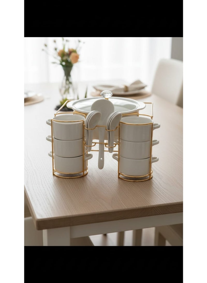 Soup bowl set with bowls and serving bowls - Image 4