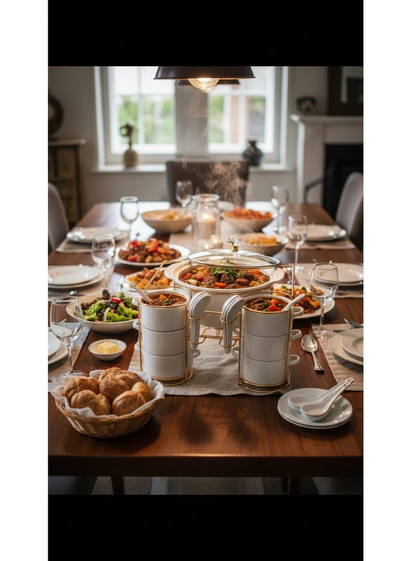 Soup bowl set with bowls and serving bowls - Image 5
