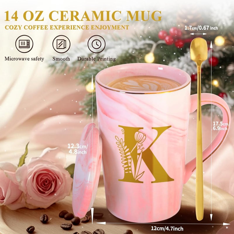 MNZZ Personalized Ceramic Coffee Mug with Lid Tea Cup Mother Day Best Mama Mom Ever from Daughter Son Gifts Christmas Xmas Valentines Birthday Groom Bride Mother In Law Personalized Special Present,K - Image 4