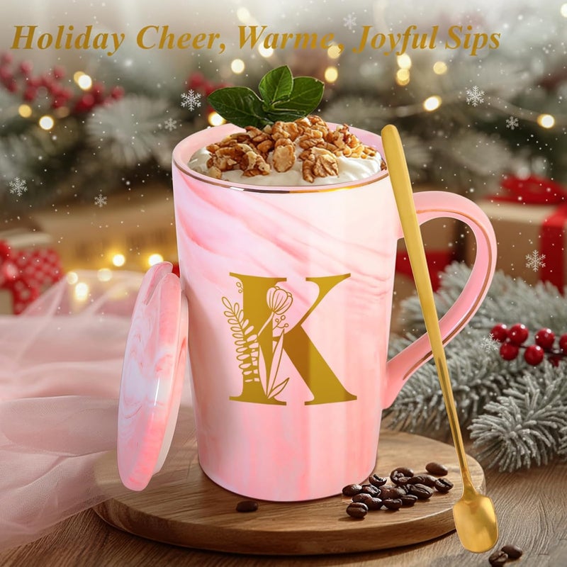 MNZZ Personalized Ceramic Coffee Mug with Lid Tea Cup Mother Day Best Mama Mom Ever from Daughter Son Gifts Christmas Xmas Valentines Birthday Groom Bride Mother In Law Personalized Special Present,K - Image 3