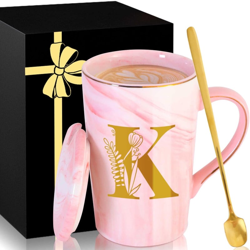 MNZZ Personalized Ceramic Coffee Mug with Lid Tea Cup Mother Day Best Mama Mom Ever from Daughter Son Gifts Christmas Xmas Valentines Birthday Groom Bride Mother In Law Personalized Special Present,K - Image 1