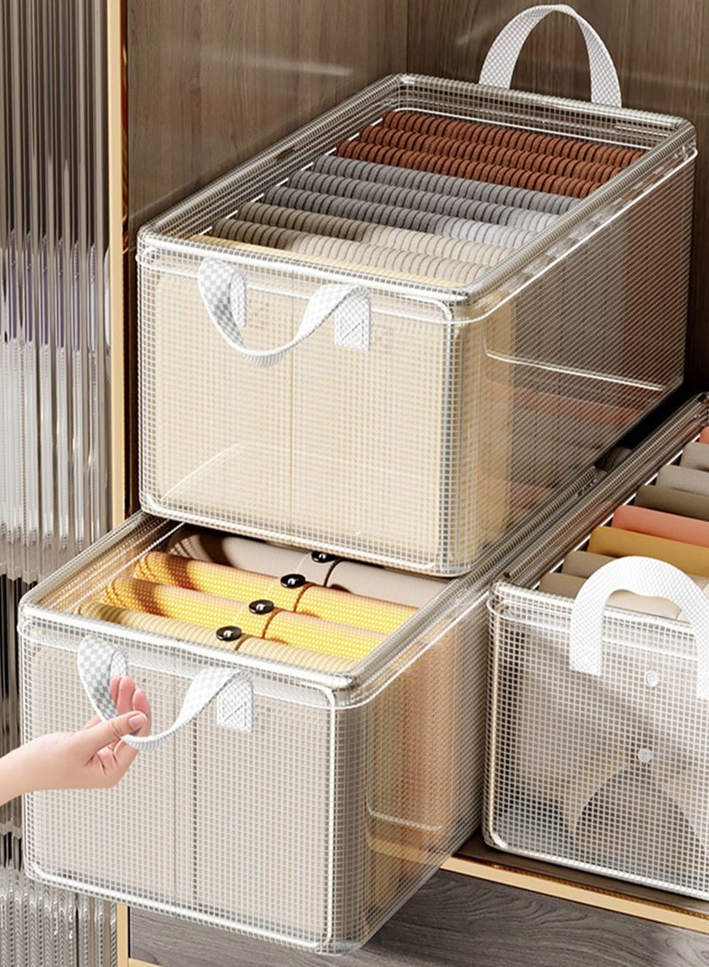  CityRiya-Long صندوق تخزين صناديق تخزين الملابس، صندوق تخزين الملابس مع مقبض، منظمات خزانة قابلة للطي لتخزين الملابس، سلال تخزين لتنظيم الألعاب والملابس والكتب والمكتب، 48 × 28 × 20 سم - Image 2